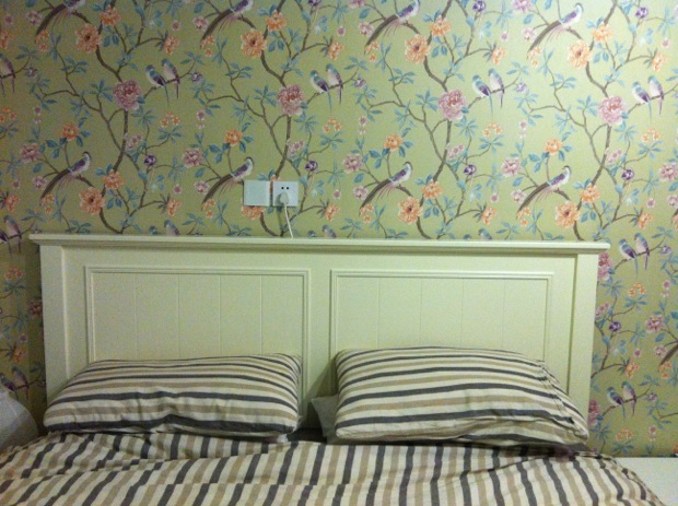 How cute is the wallpaper in our bedroom?