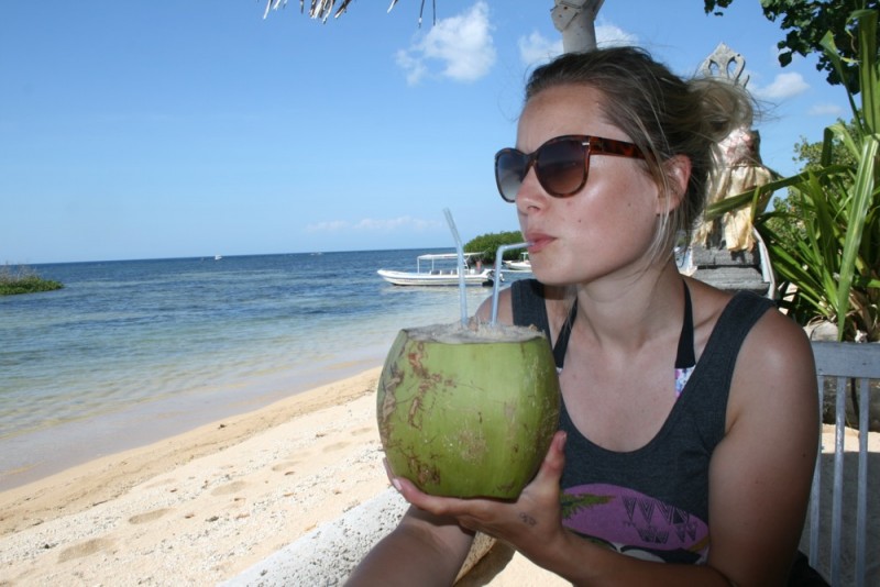 Drinking coconut Nusa Lembongan