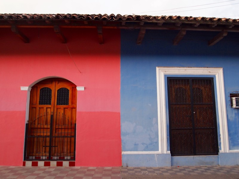 Pink and Blue Buildings Granada Nicaragua