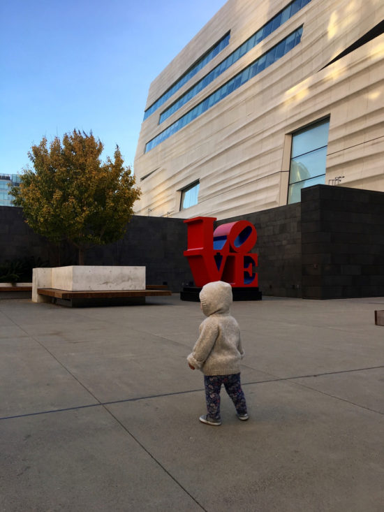 Toddler in SFMoma Sculpture Garden