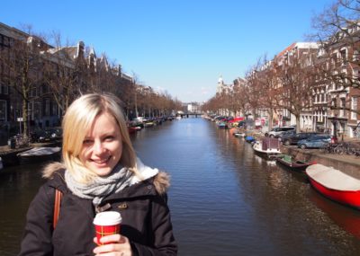 coffee and Canals of Amsterdam cold day